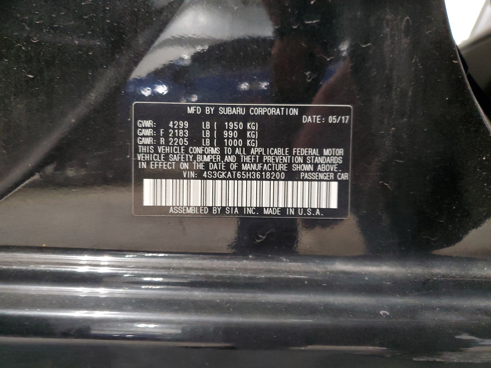 4S3GKAT65H3618200 2017 Subaru Impreza Limited