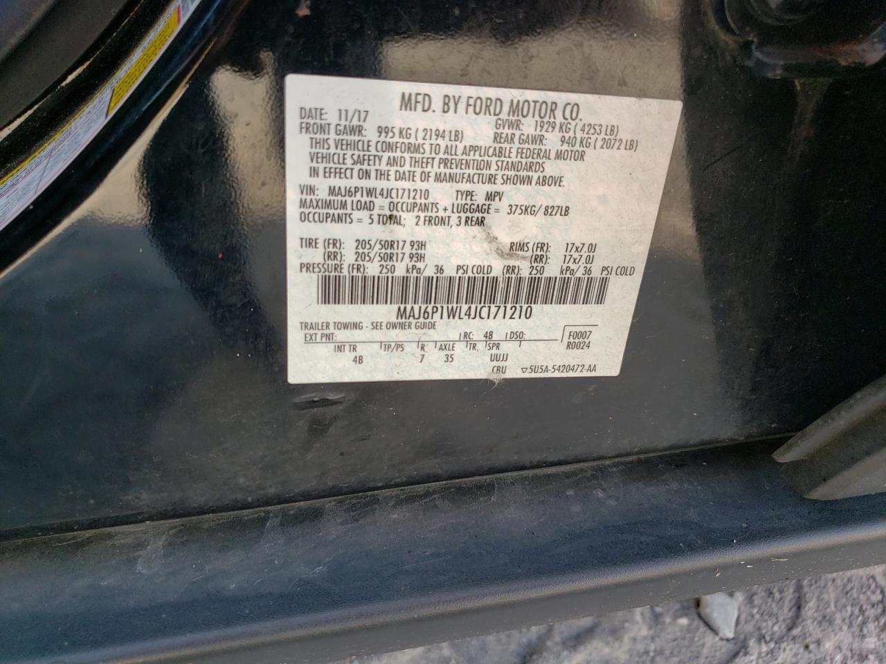 2018 Ford Ecosport Titanium VIN: MAJ6P1WL4JC171210 Lot: 65816554