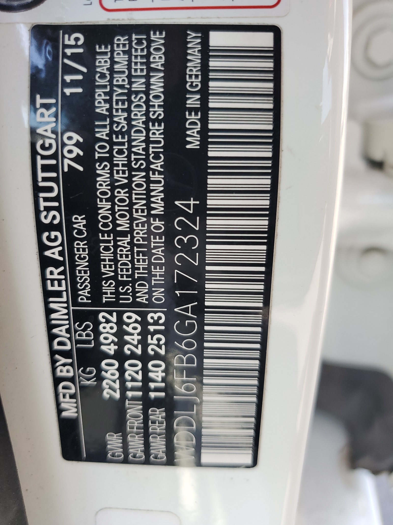 WDDLJ6FB6GA172324 2016 Mercedes-Benz Cls 400