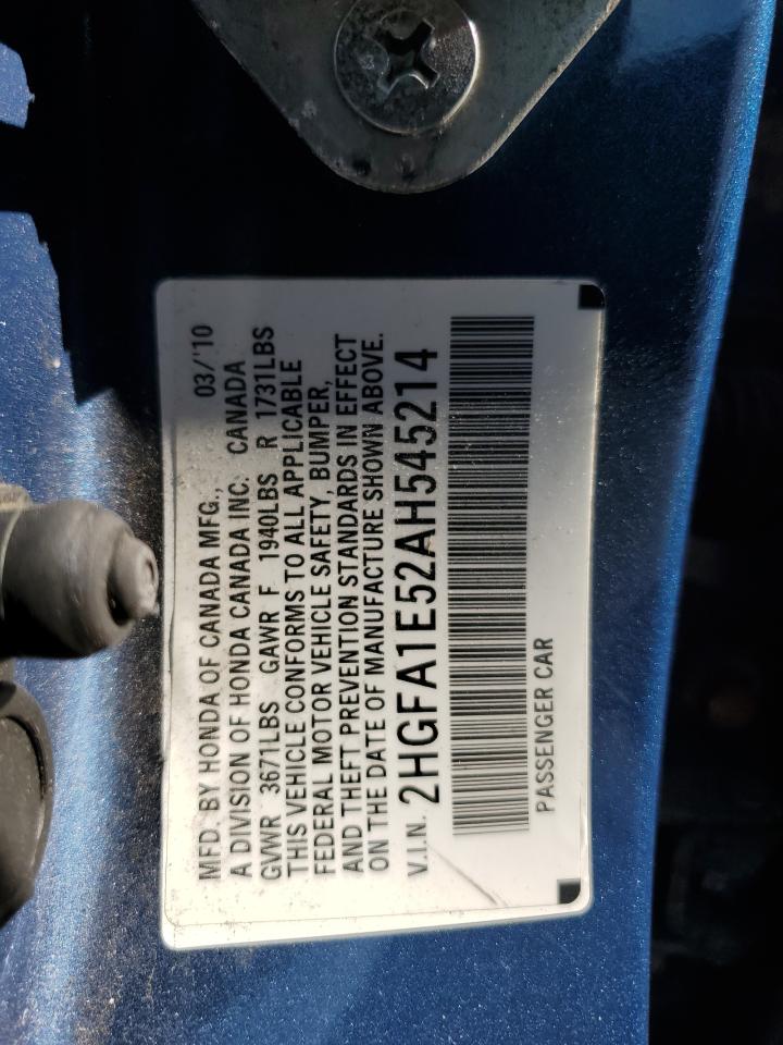 2HGFA1E52AH545214 2010 Honda Civic Lx