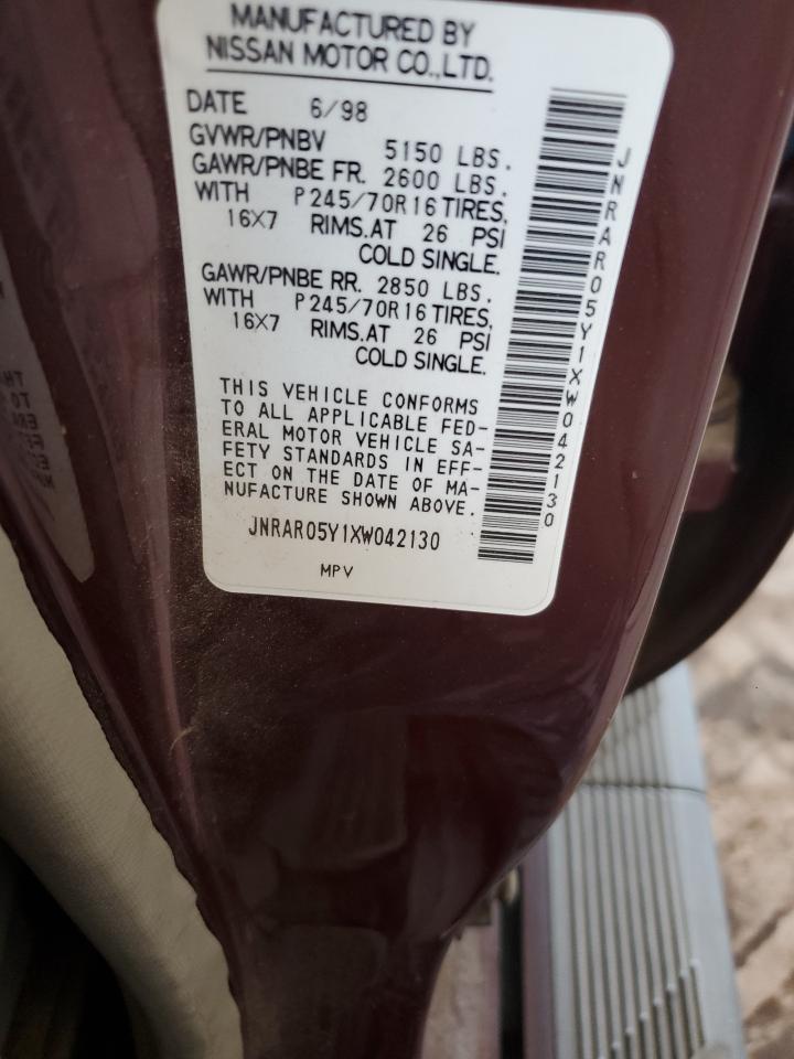 1999 Infiniti Qx4 VIN: JNRAR05Y1XW042130 Lot: 67169884