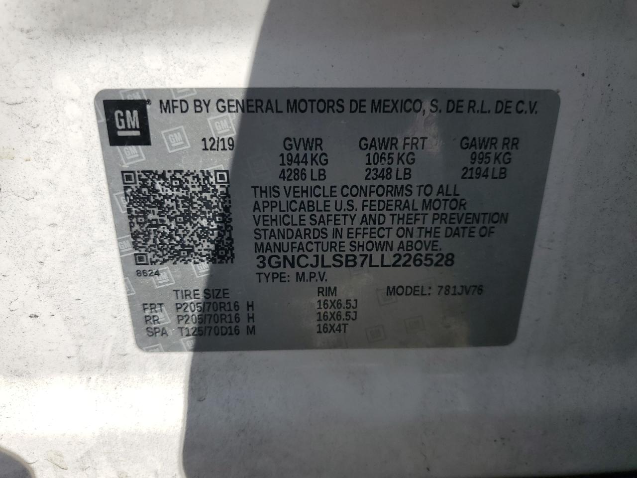 3GNCJLSB7LL226528 2020 CHEVROLET TRAX - Image 14