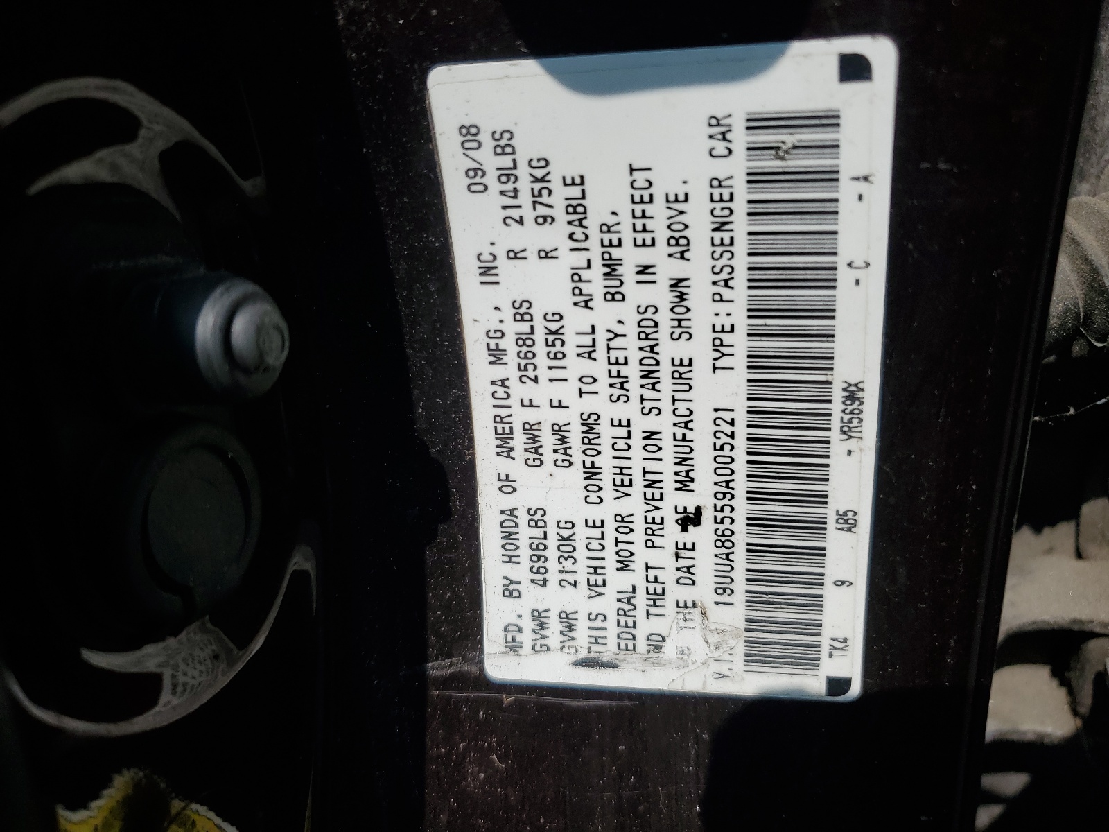 19UUA86559A005221 2009 Acura Tl