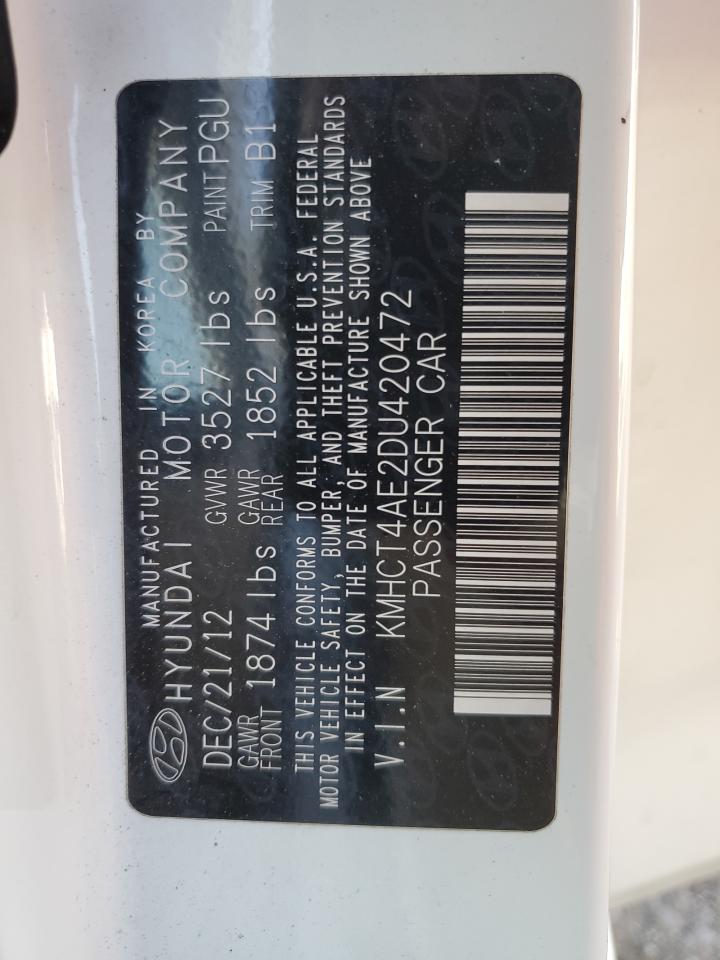 2013 Hyundai Accent Gls VIN: KMHCT4AE2DU420472 Lot: 66429044