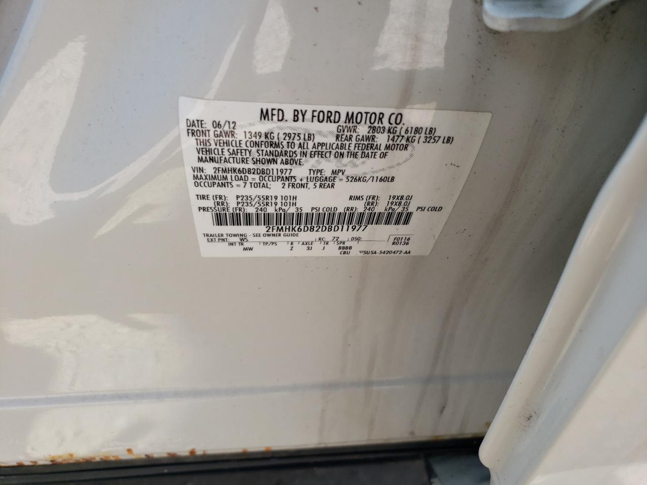 2013 Ford Flex Limited VIN: 2FMHK6D82DBD11977 Lot: 69141734