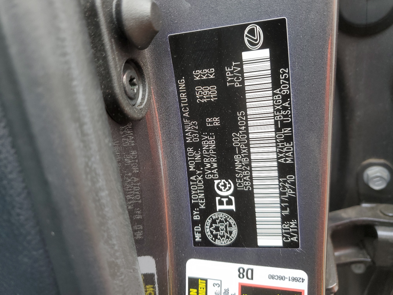 58AB21B1XPU014025 2023 Lexus Es 300H F Sport Handling