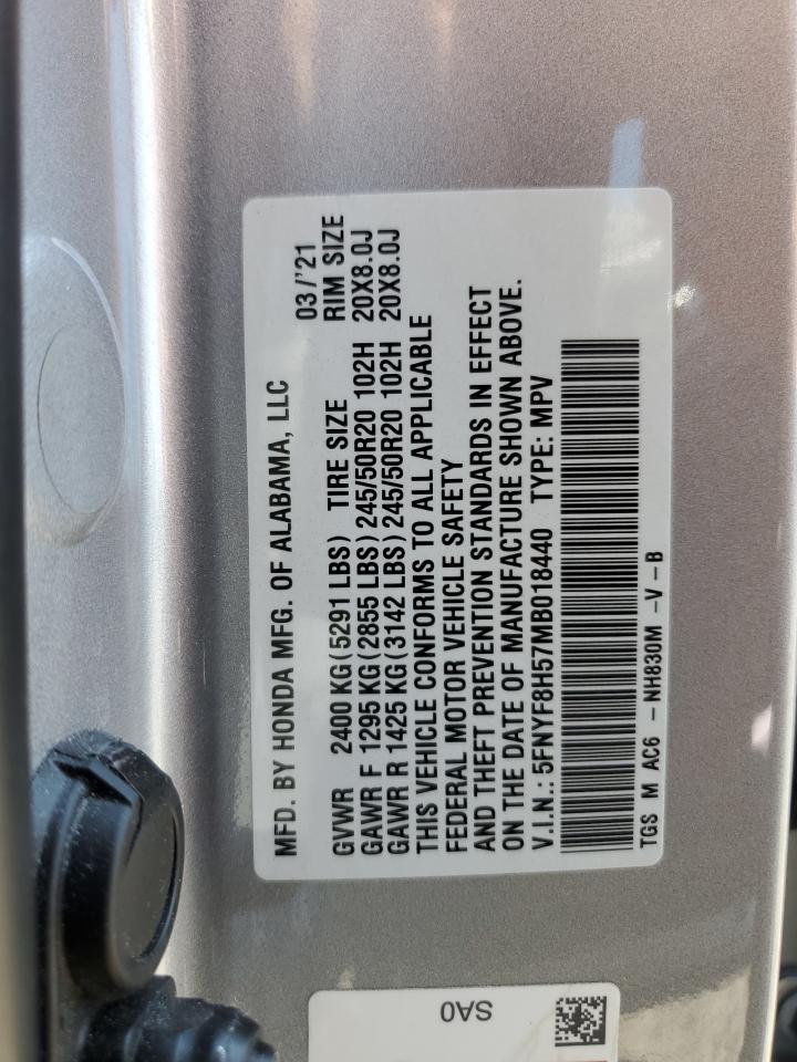 2021 Honda Passport Exl VIN: 5FNYF8H57MB018440 Lot: 68322744