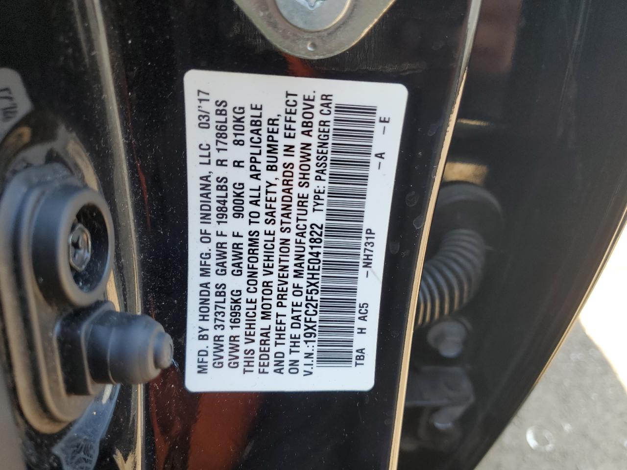 19XFC2F5XHE041822 2017 Honda Civic Lx