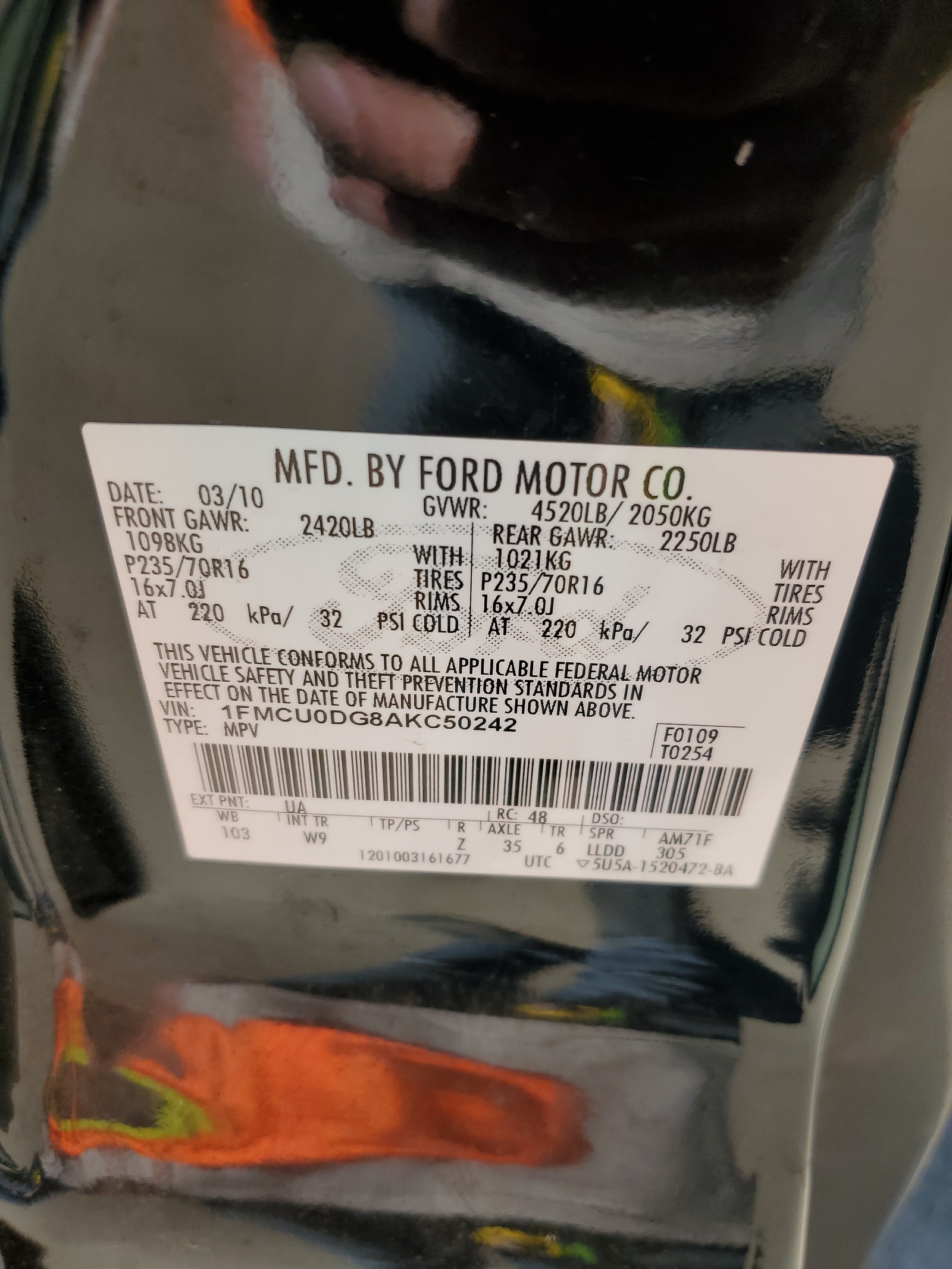 1FMCU0DG8AKC50242 2010 Ford Escape Xlt