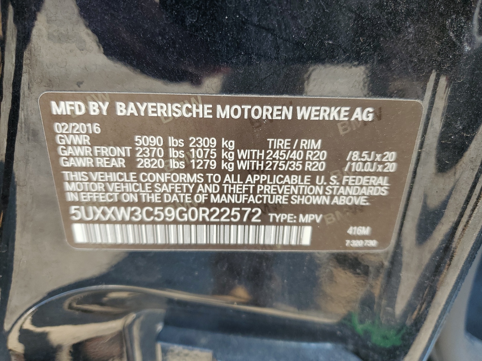 5UXXW3C59G0R22572 2016 BMW X4 xDrive28I