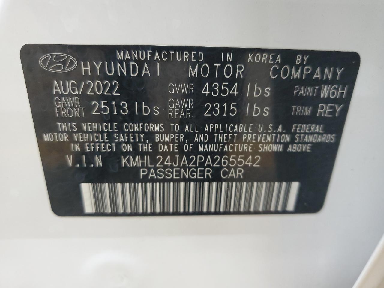 2023 Hyundai Sonata Se VIN: KMHL24JA2PA265542 Lot: 67976364