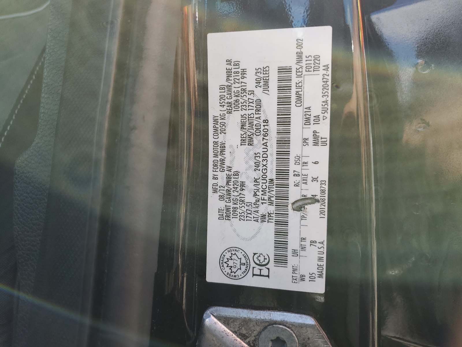 1FMCU0GX3DUA76018 2013 Ford Escape Se