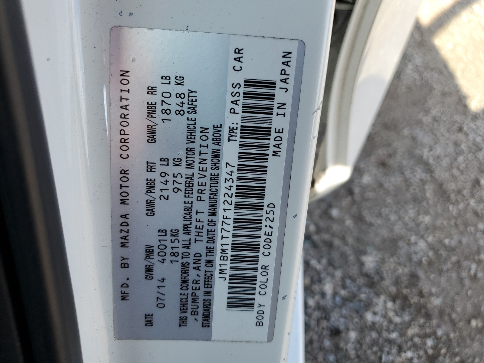 JM1BM1T77F1224347 2015 Mazda 3 Sv