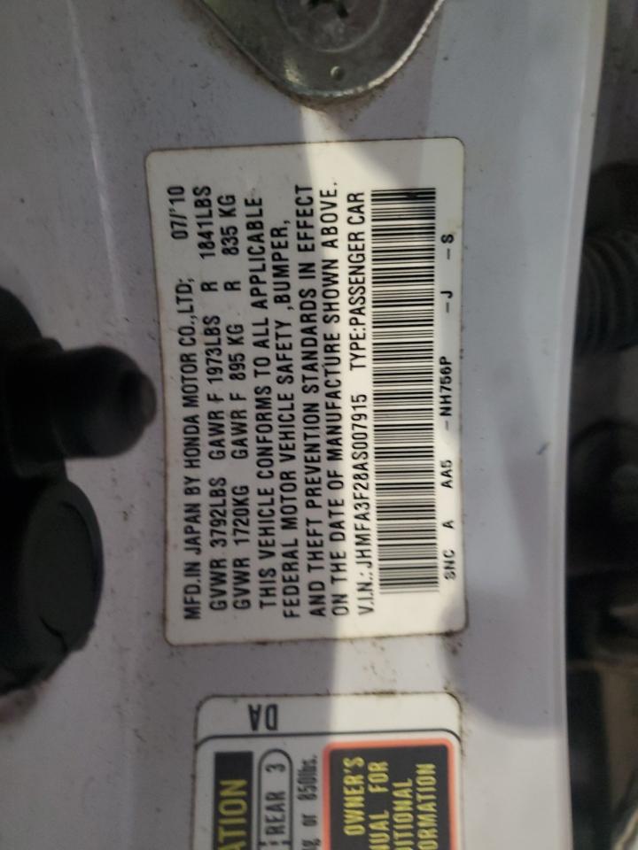 2010 Honda Civic Hybrid VIN: JHMFA3F28AS007915 Lot: 67273834