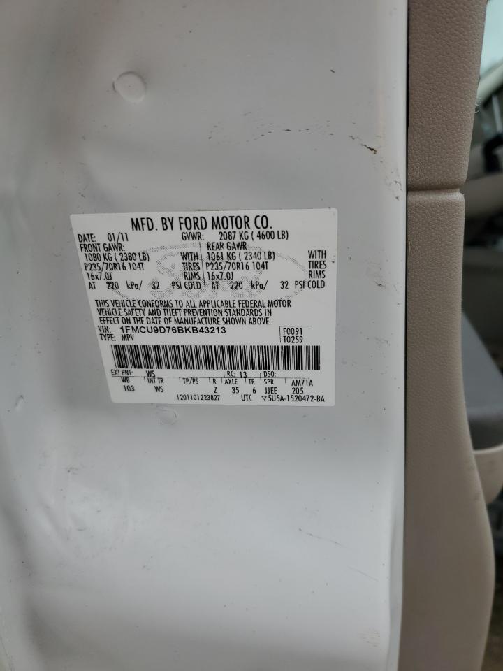 2011 Ford Escape Xlt VIN: 1FMCU9D76BKB43213 Lot: 66566404