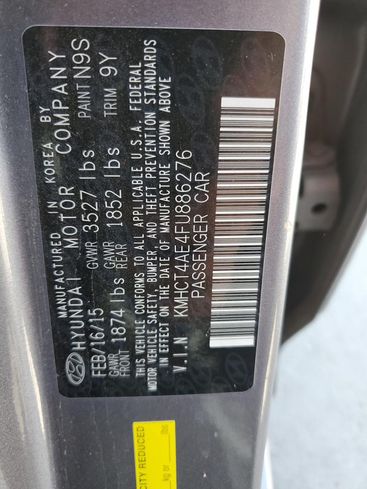 2015 Hyundai Accent Gls VIN: KMHCT4AE4FU886276 Lot: 67605694