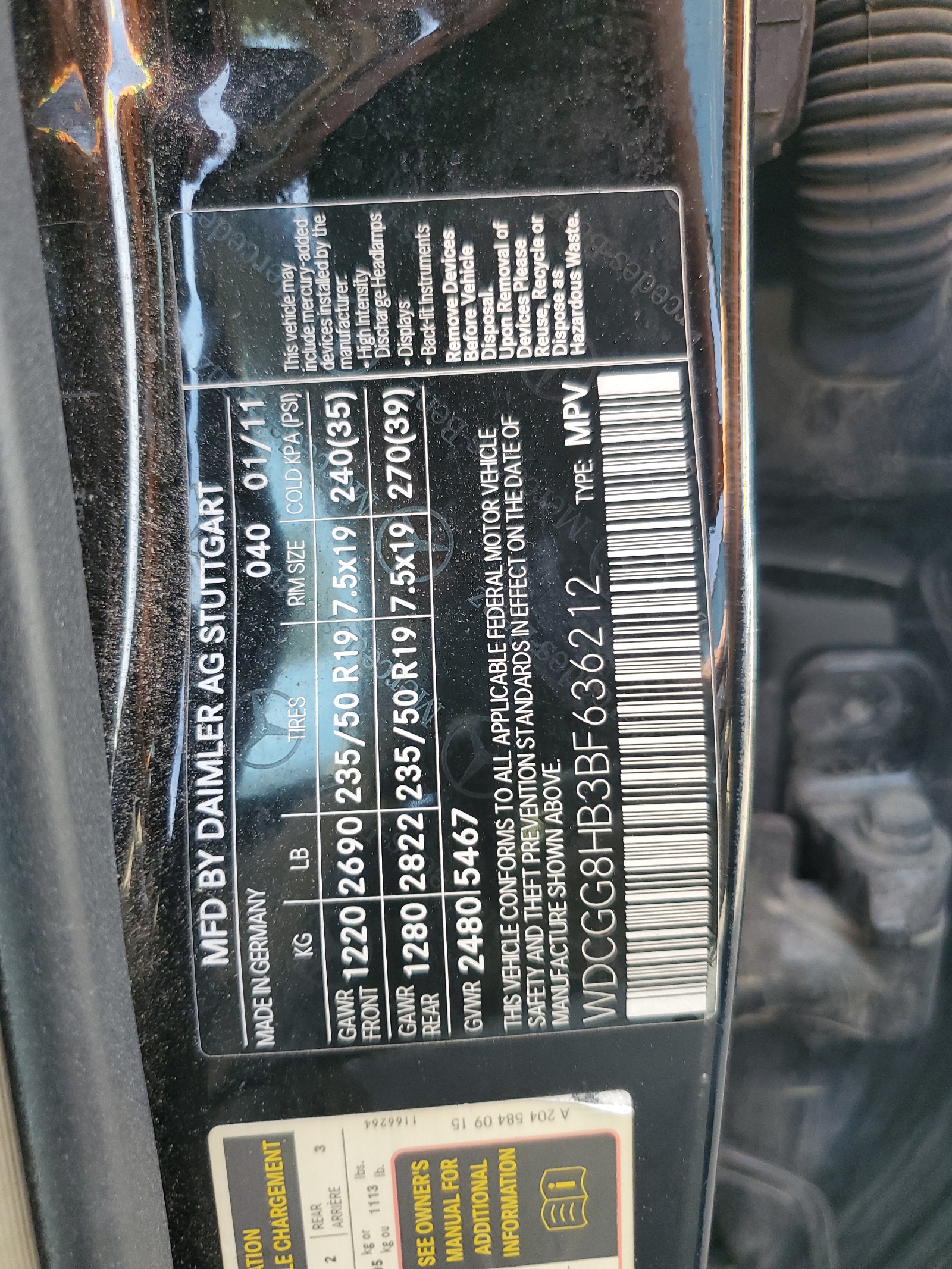 WDCGG8HB3BF636212 2011 Mercedes-Benz Glk 350 4Matic