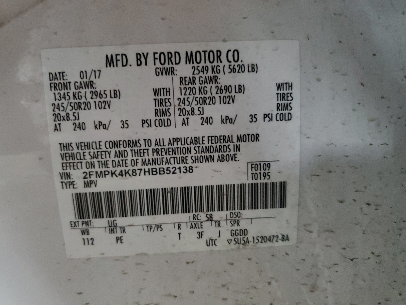 2FMPK4K87HBB52138 2017 Ford Edge Titanium