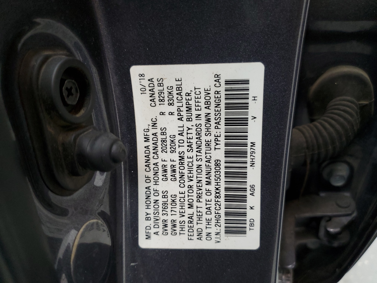 2HGFC2F8XKH503089 2019 Honda Civic Sport