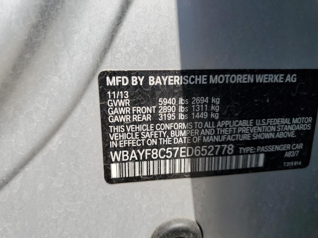 WBAYF8C57ED652778 2014 BMW 750 Lxi