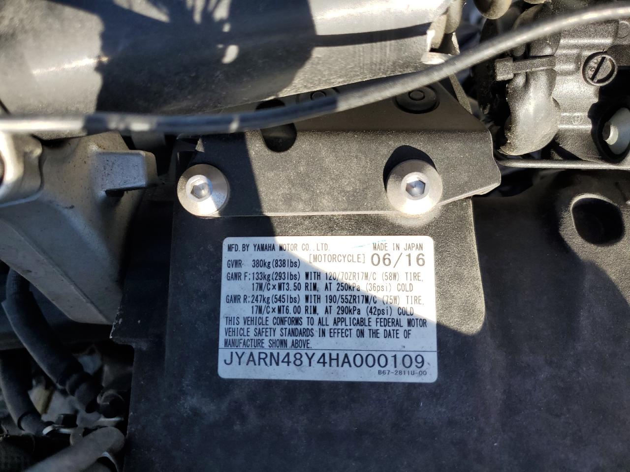 JYARN48Y4HA000109 2017 Yamaha Fz10 C