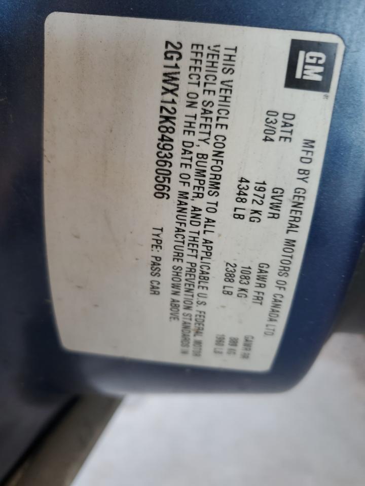 2004 Chevrolet Monte Carlo Ss VIN: 2G1WX12K849360566 Lot: 67211734