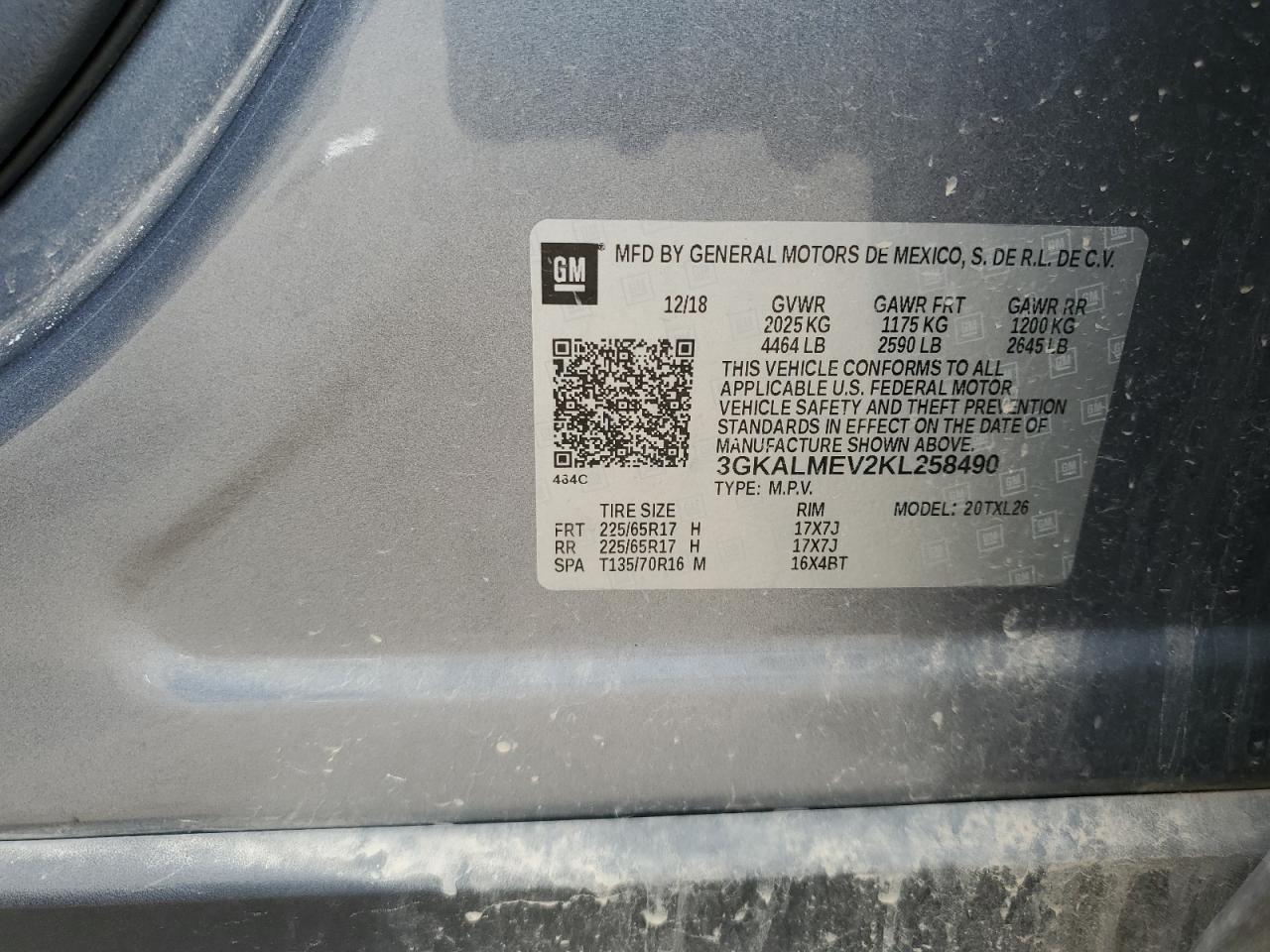 3GKALMEV2KL258490 2019 GMC Terrain Sle