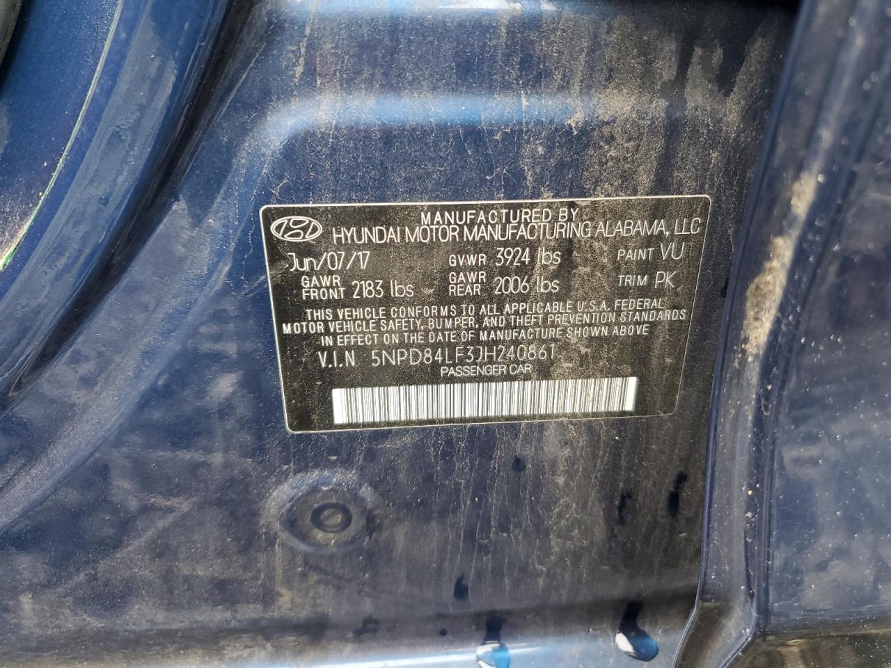 5NPD84LF3JH240861 2018 Hyundai Elantra Sel