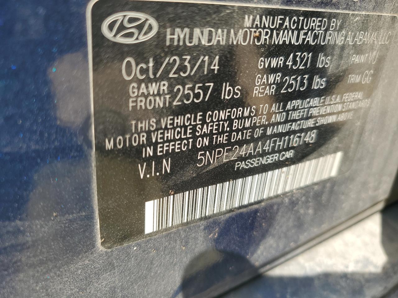 5NPE24AA4FH116148 2015 Hyundai Sonata Eco