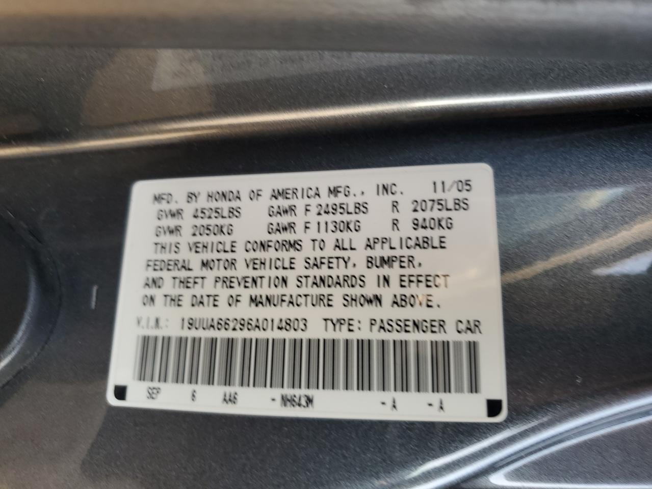 19UUA66296A014803 2006 Acura 3.2Tl