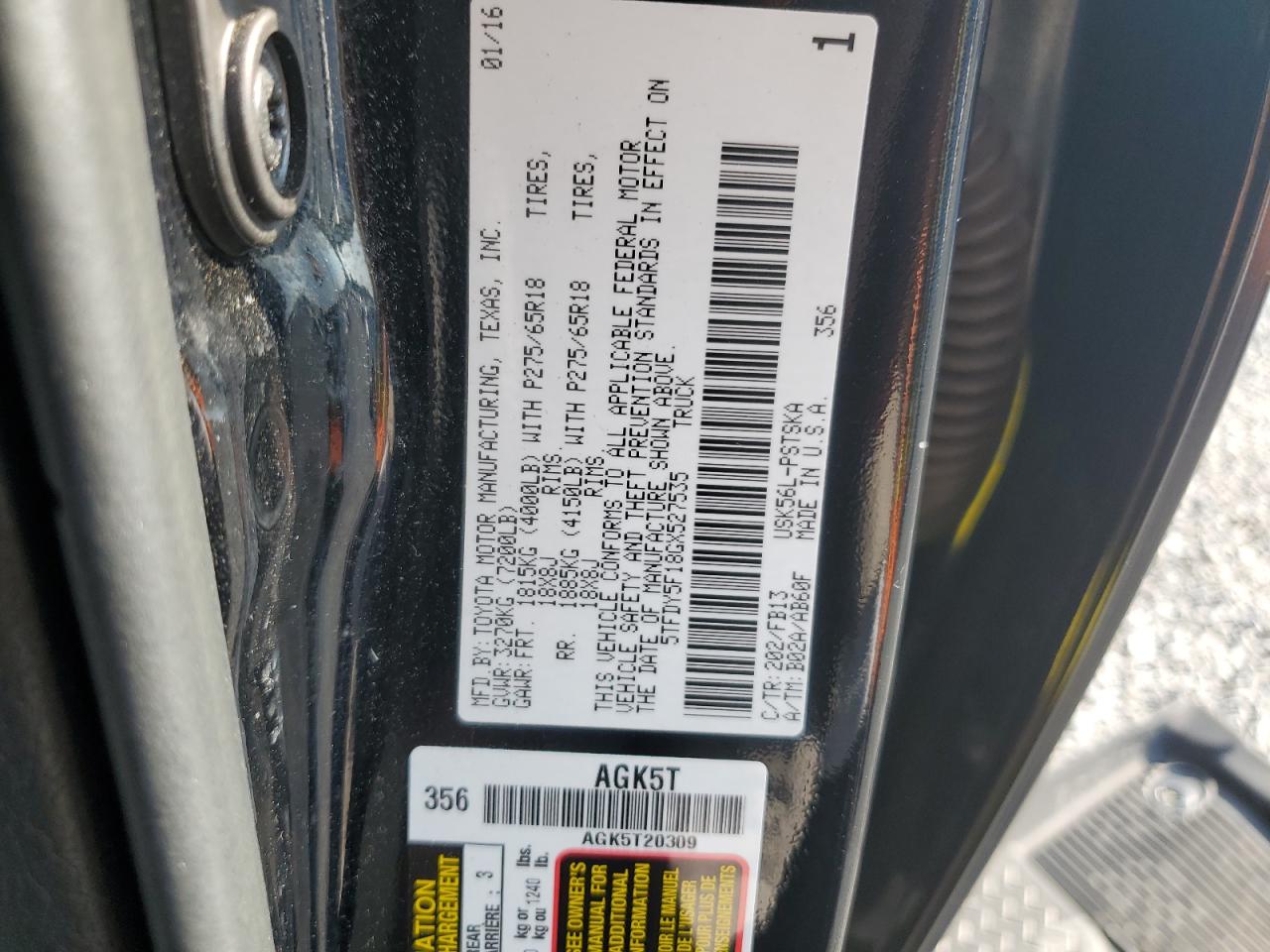 5TFDY5F18GX527535 2016 Toyota Tundra Crewmax Sr5