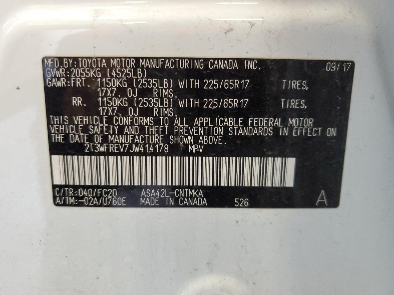 2T3WFREV7JW414178 2018 TOYOTA RAV 4 - Image 15