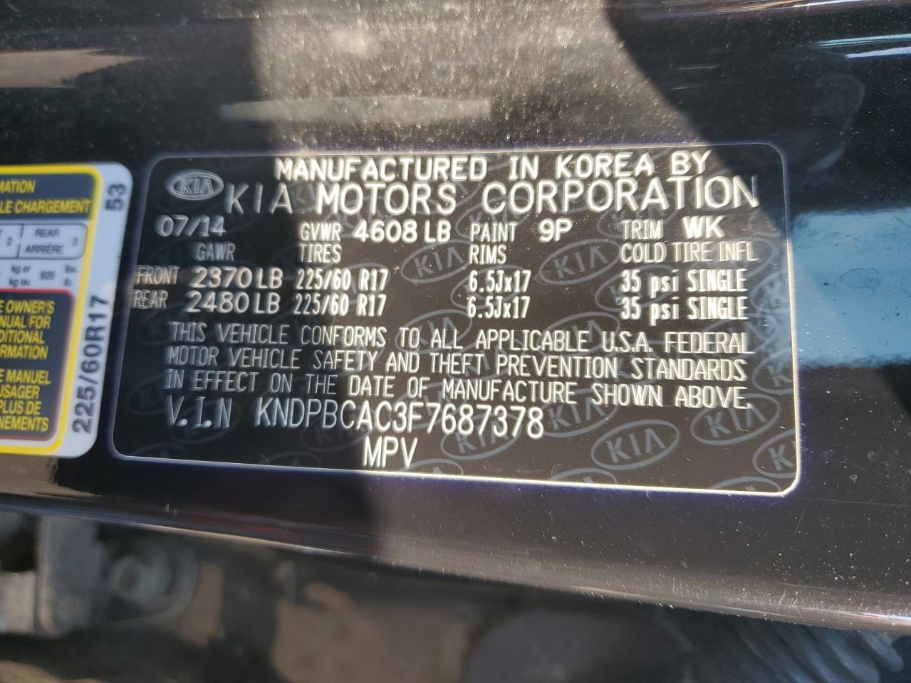 KNDPBCAC3F7687378 2015 Kia Sportage Lx