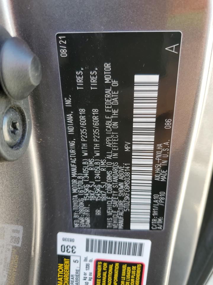 2021 Toyota Sienna Limited VIN: 5TDZSKFC6MS038141 Lot: 64851634