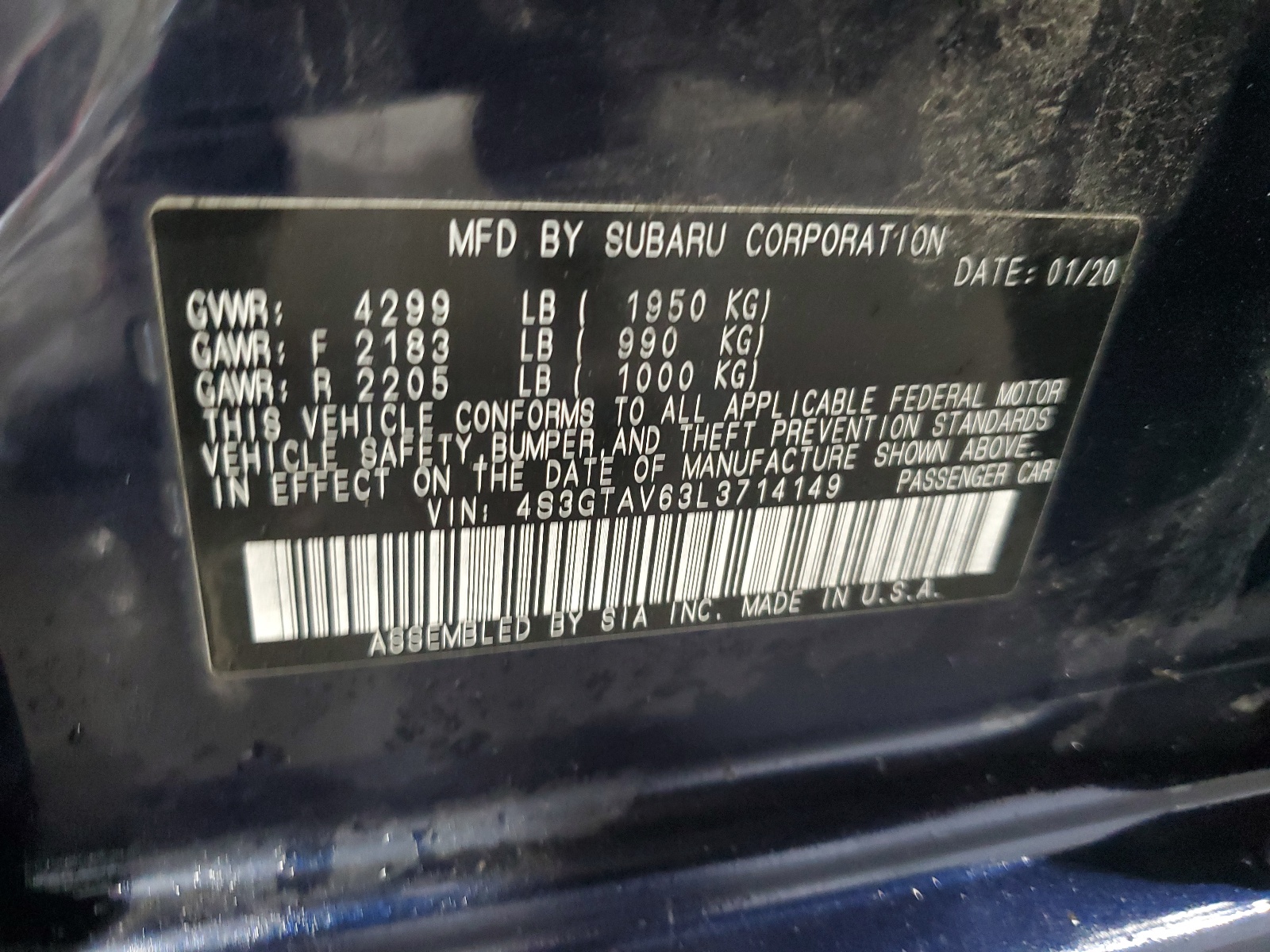 4S3GTAV63L3714149 2020 Subaru Impreza Premium