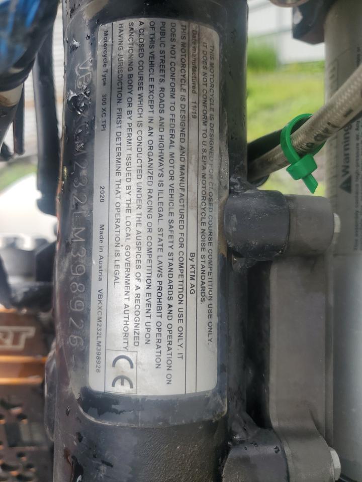 2020 Ktm 300 Xc Tpi VIN: VBKXCM232LM398926 Lot: 66891724