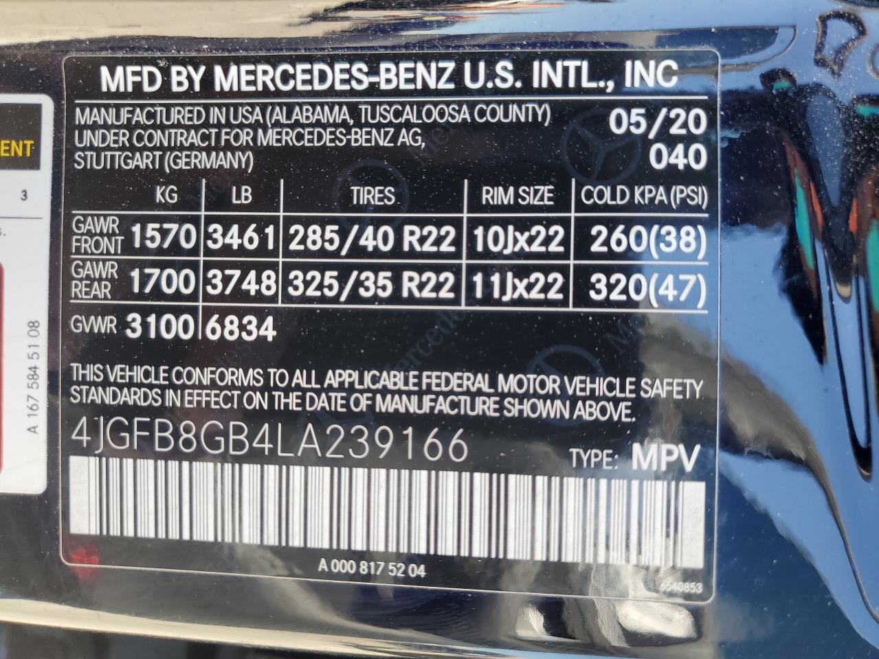 2020 Mercedes-Benz Gle 580 4Matic VIN: 4JGFB8GB4LA239166 Lot: 67796294