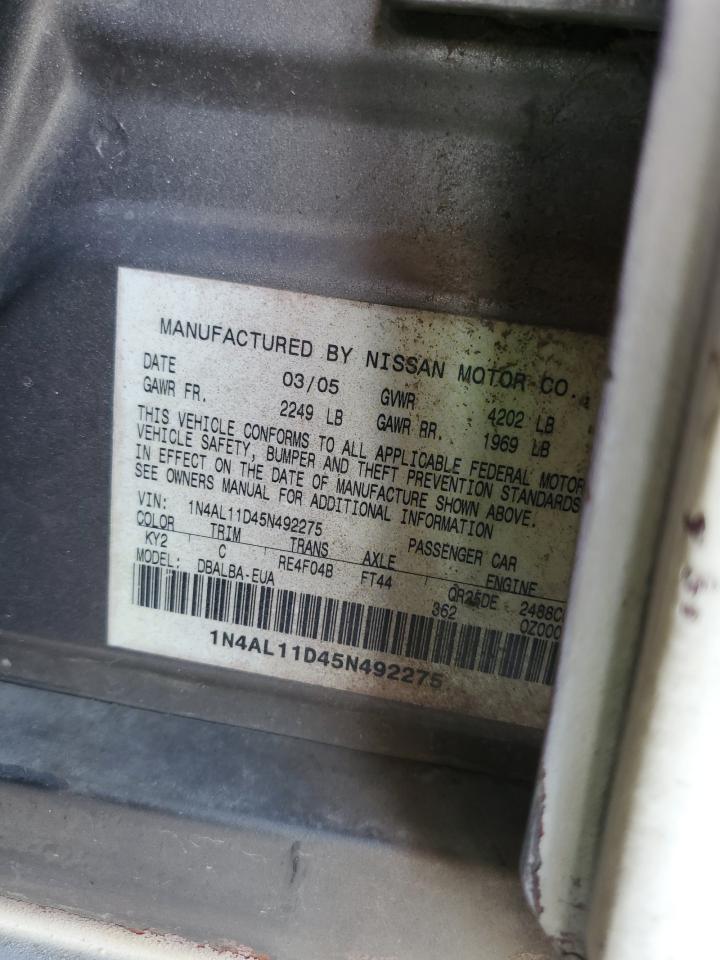 1N4AL11D45N492275 2005 Nissan Altima S