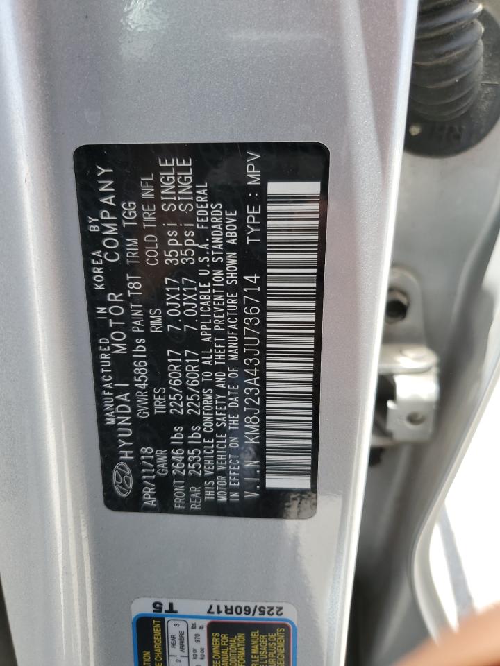 2018 Hyundai Tucson Se VIN: KM8J23A43JU736714 Lot: 65404844