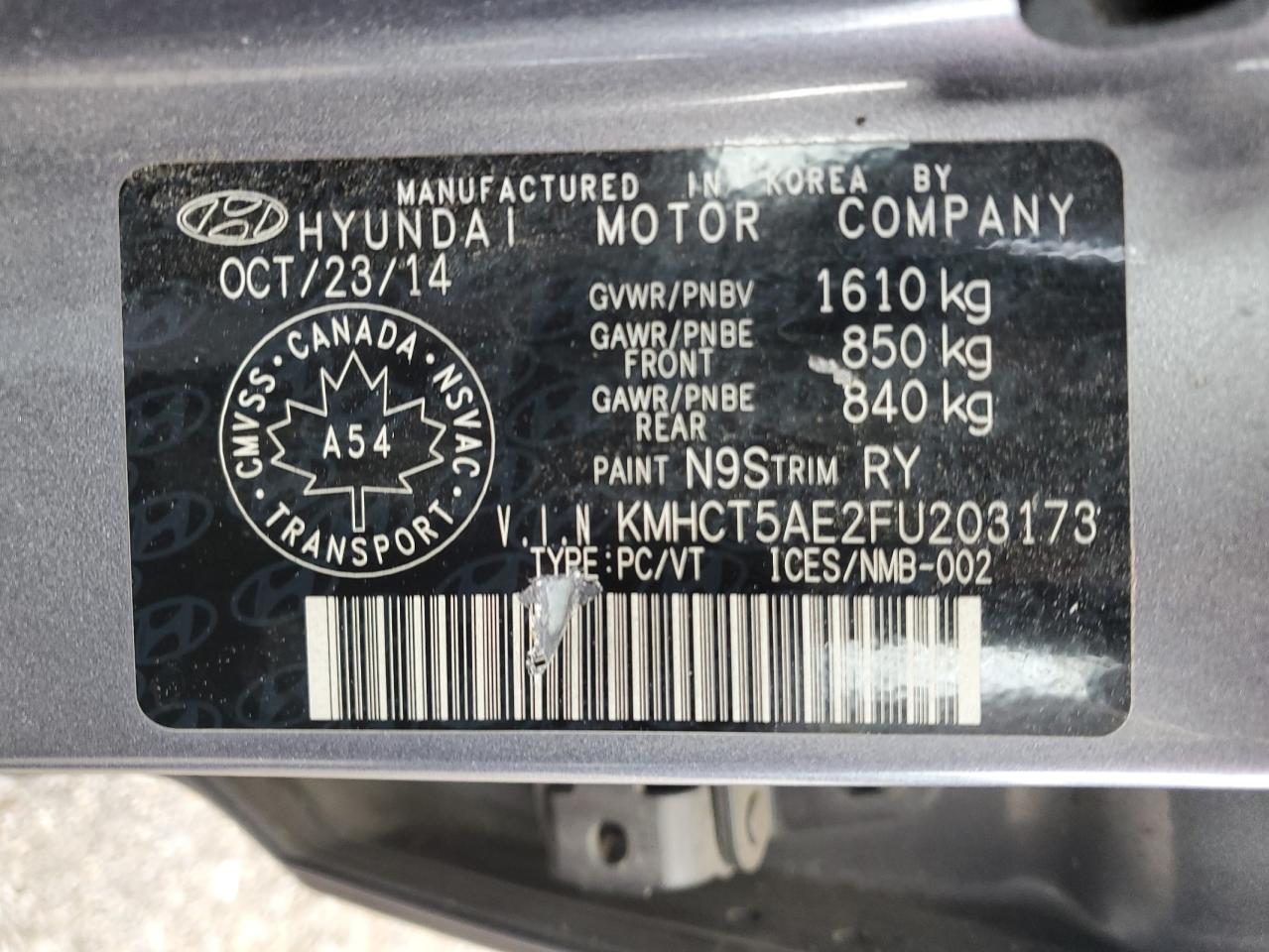 2015 Hyundai Accent Gs VIN: KMHCT5AE2FU203173 Lot: 80654363