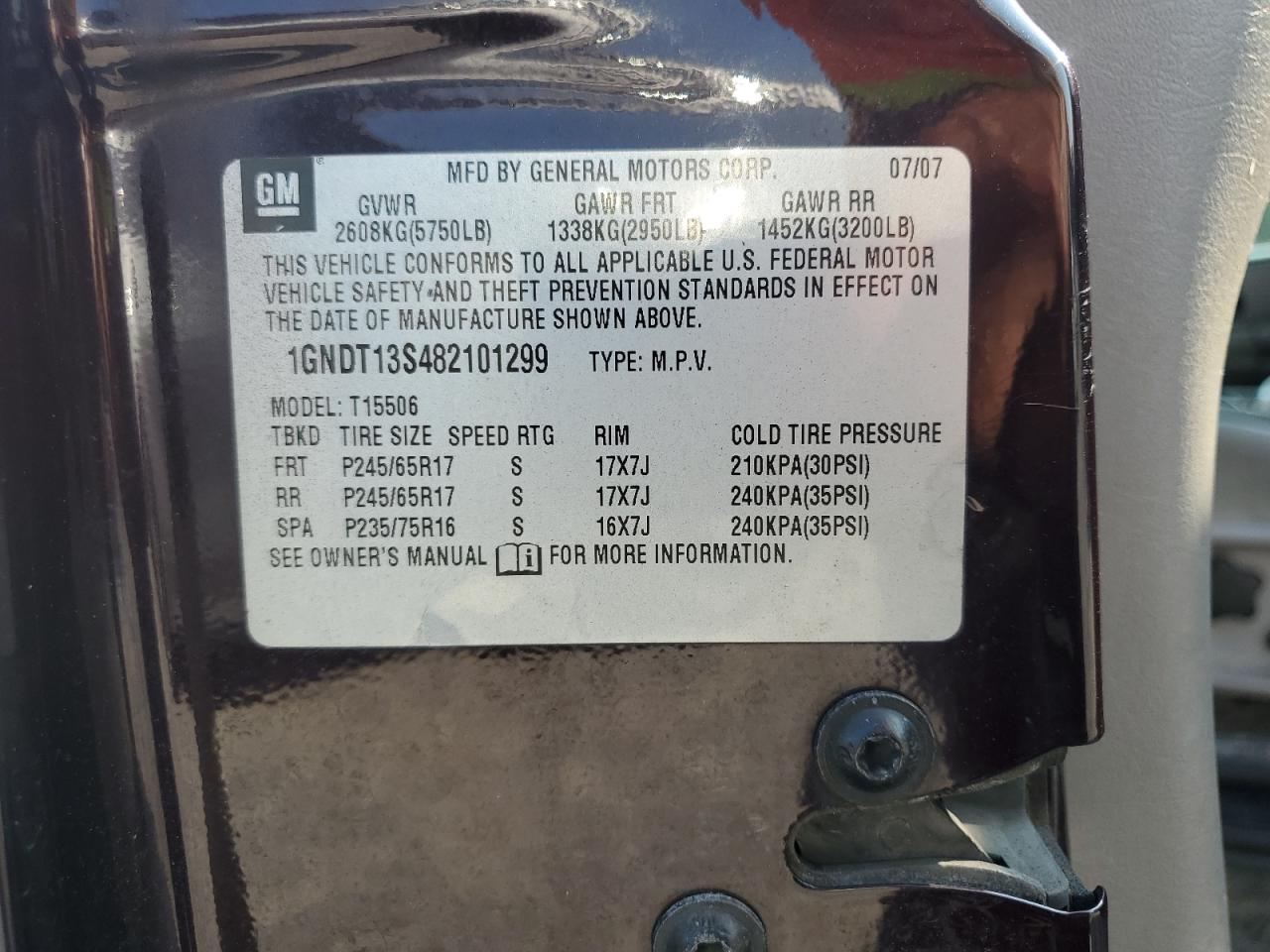 2008 Chevrolet Trailblazer Ls VIN: 1GNDT13S482101299 Lot: 66362064