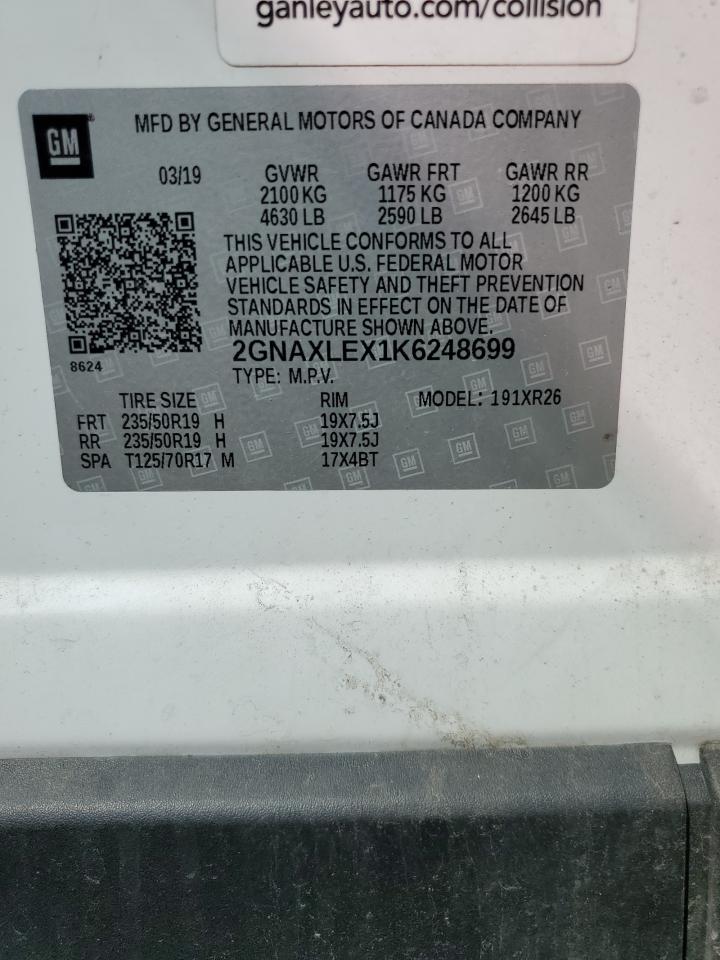 2GNAXLEX1K6248699 2019 Chevrolet Equinox Lt