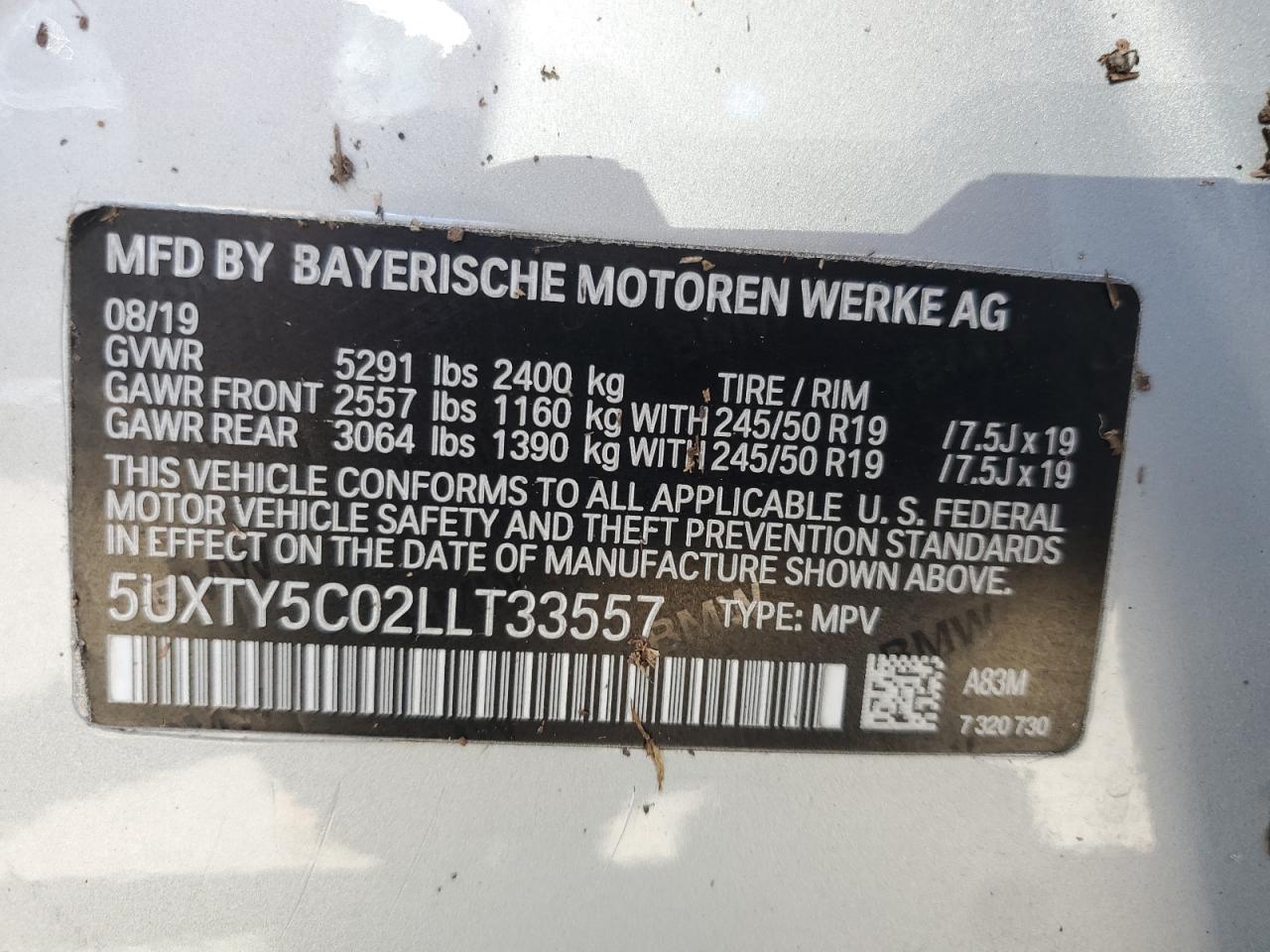 5UXTY5C02LLT33557 2020 BMW X3 - Image 12