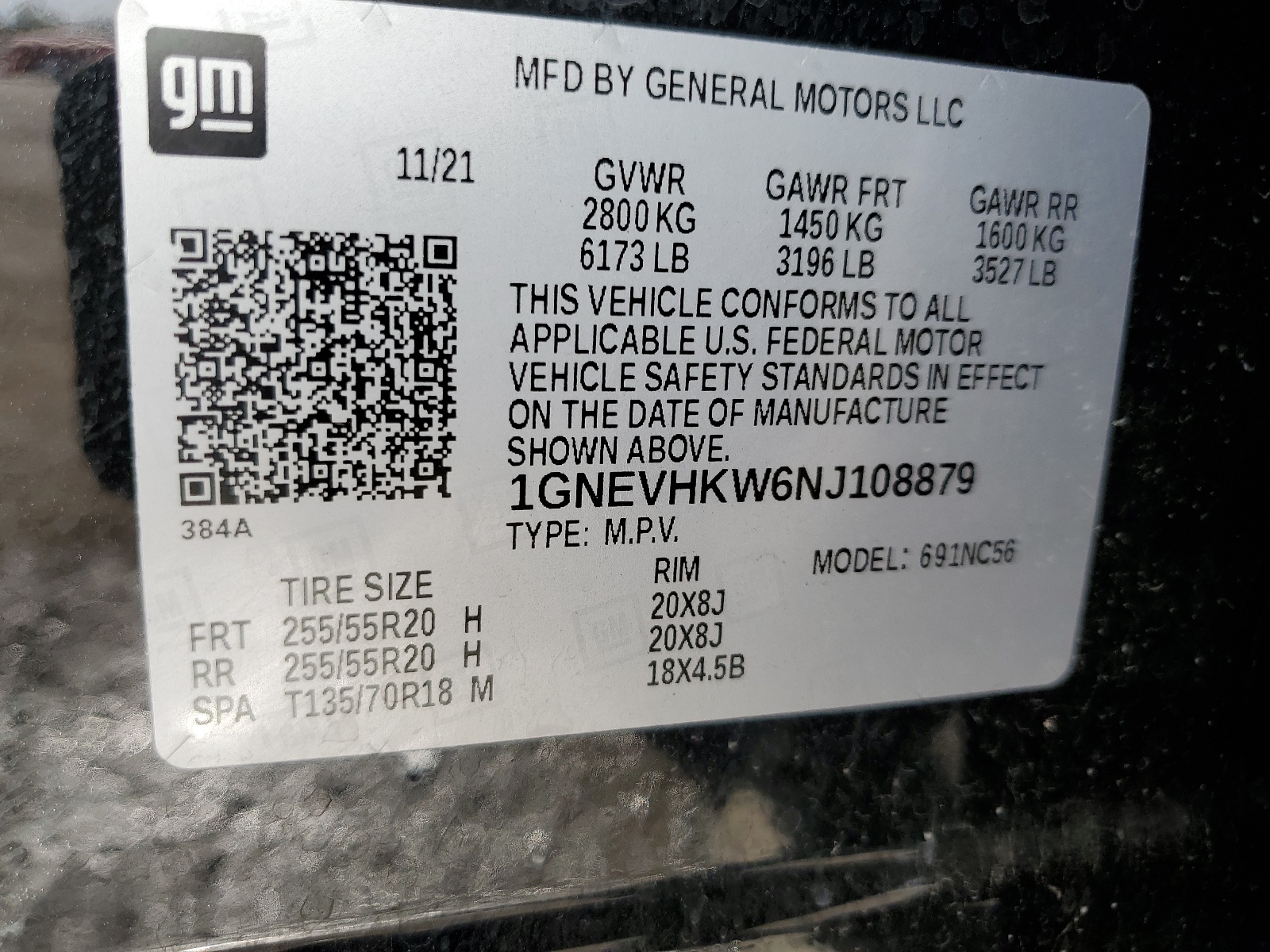 1GNEVHKW6NJ108879 2022 Chevrolet Traverse Lt