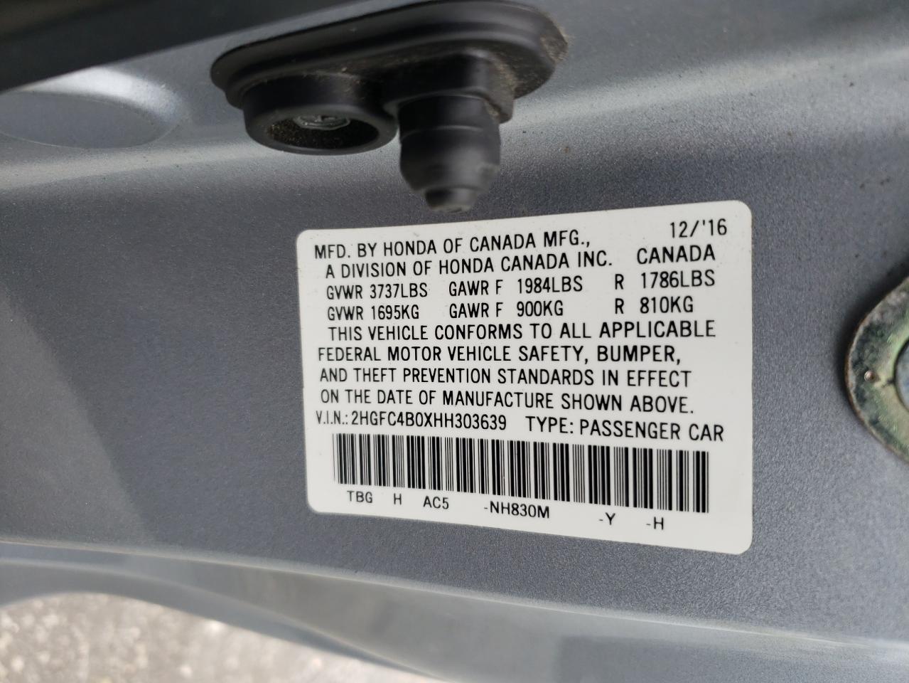 2HGFC4B0XHH303639 2017 Honda Civic Lx