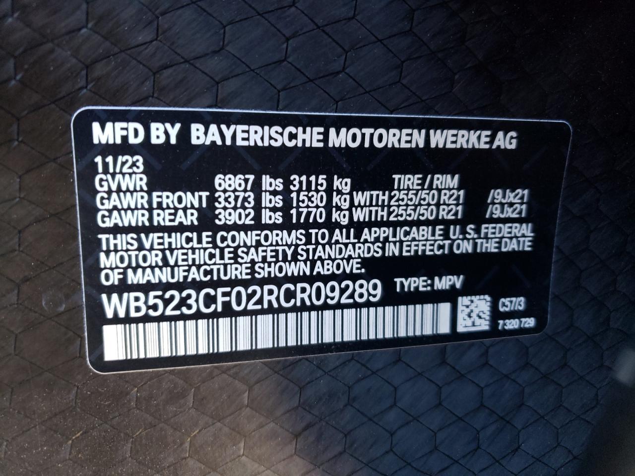 2024 BMW Ix xDrive50 VIN: WB523CF02RCR09289 Lot: 67694474