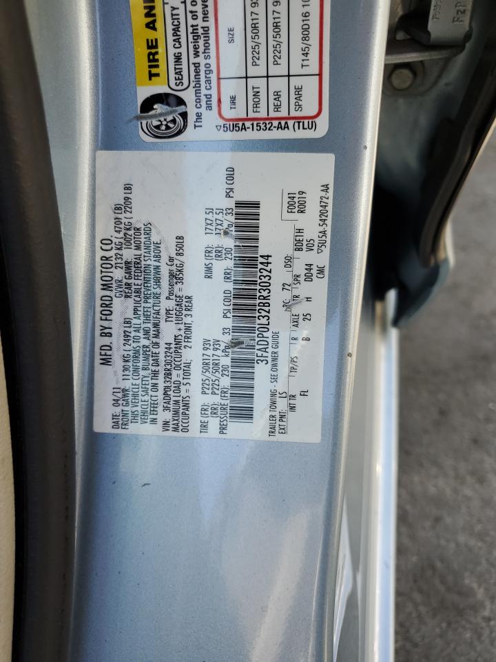 2011 Ford Fusion Hybrid VIN: 3FADP0L32BR303244 Lot: 65660794