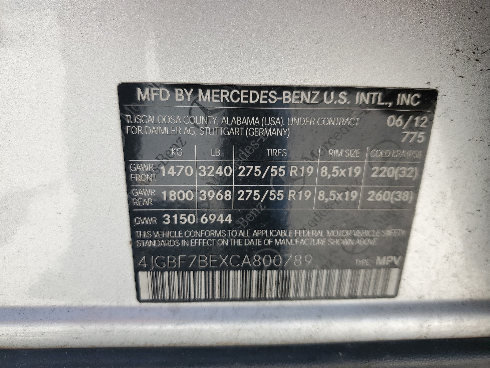 4JGBF7BEXCA800789 2012 Mercedes-Benz Gl 450 4Matic