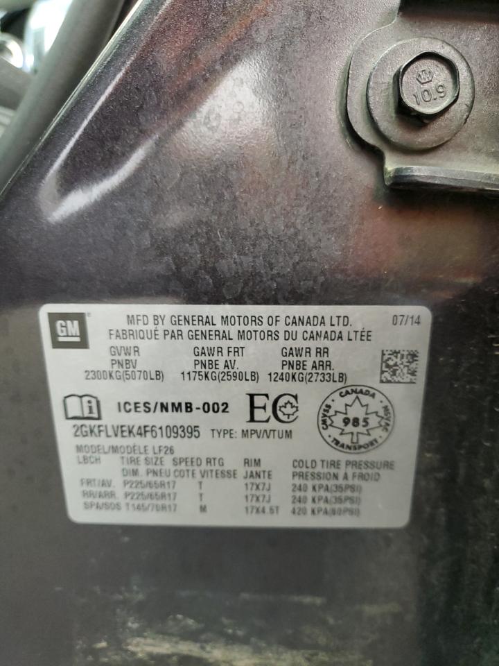 2015 GMC Terrain Sle VIN: 2GKFLVEK4F6109395 Lot: 66937654