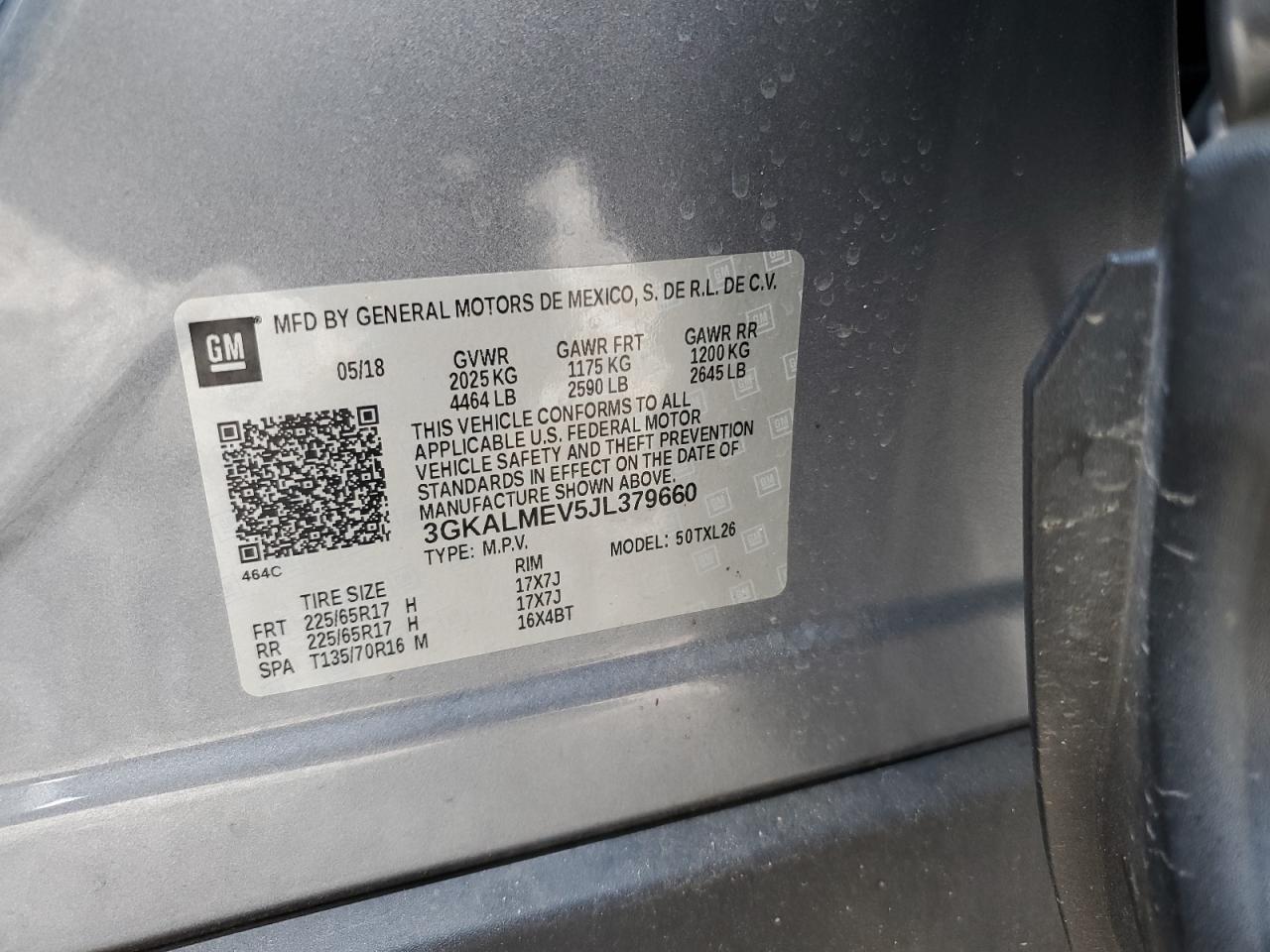 3GKALMEV5JL379660 2018 GMC Terrain Sle